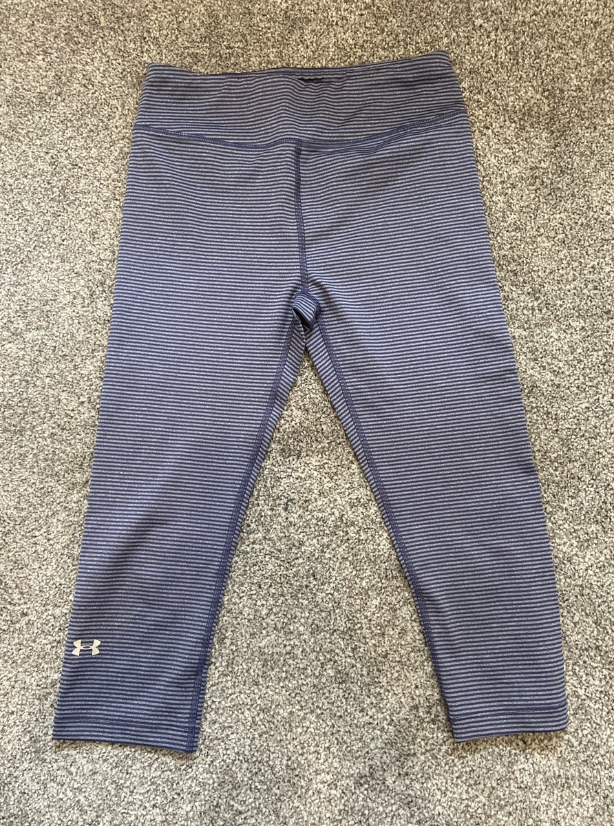 Womens Under armour Leggings Blue Striped Yoga Pants Fitted Size Small