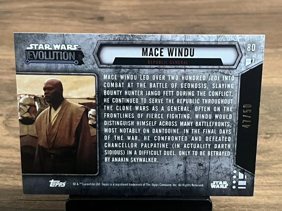 2016 Topps Star Wars Evolution GOLD Mace Windu 47/50 - Image 2 of 2