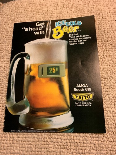 original 1983 ad 11- 8.5'' Ice Cold Beer Taito arcade video game AD FLYER |  eBay