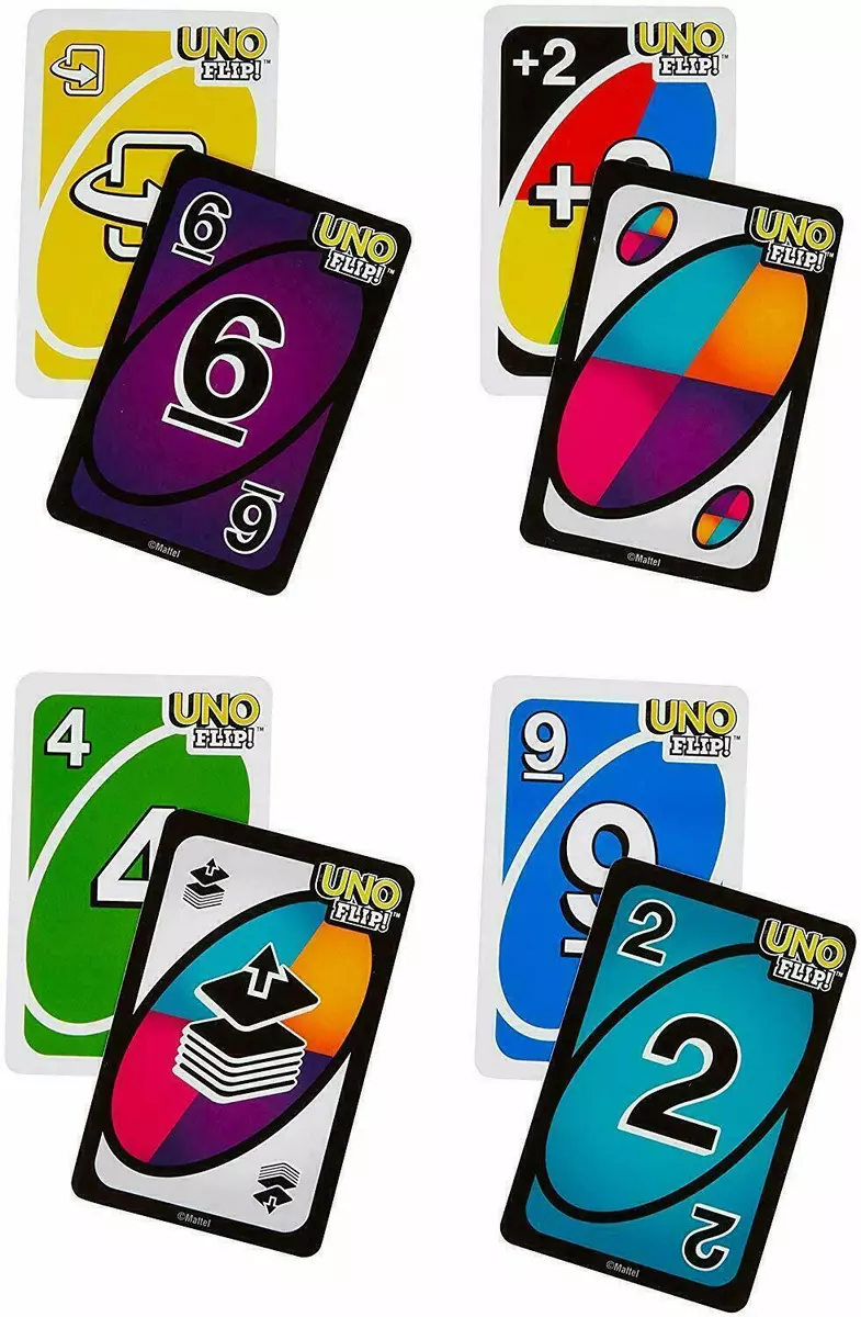 NEW Mattel Uno Flip Card Game Bundled with Dos Card Game, Multicolor