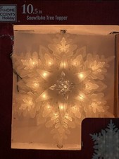 Home Accents Holiday 10" Star Christmas Tree Topper Snowflake Frosted Sparkle