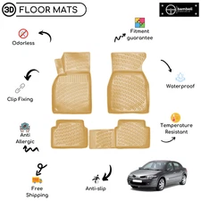 Custom Molded Rubber Floor Mat for Renault Megane 2 2002 - 2009 Beige