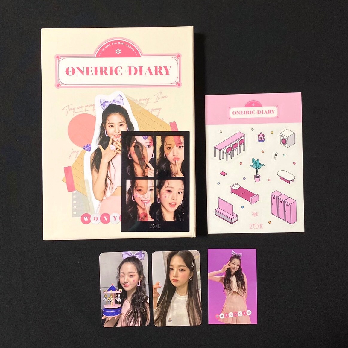 IZ*ONE ONEIRIC DIARY(幻想日記)キノトレカ2枚 ウォニョン iz*one oneiric diary Wonyoung set Diary ver. + 3 photo cards IZONE