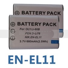 2X EN-EL11 ENEL11 Battery for Nikon S550, S560 / Pentax M50, M60 V20 W60 W80