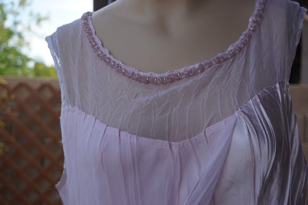 komarov charmeuse & chiffon dress Blue Hydrangea Charmeuse Dress by Komarov - Black Multi - PM