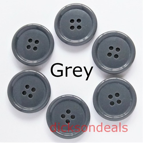 6 Coat Jacket Buttons Black Navy Grey Brown 4 Holes 15mm 19mm 23mm 25mm or 28mm - Picture 4 of 6