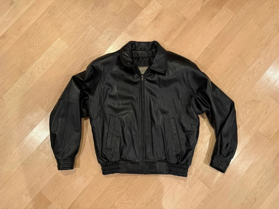 超大款黑色真皮轰炸机夹克(M 码)时尚 Mamo Uomo