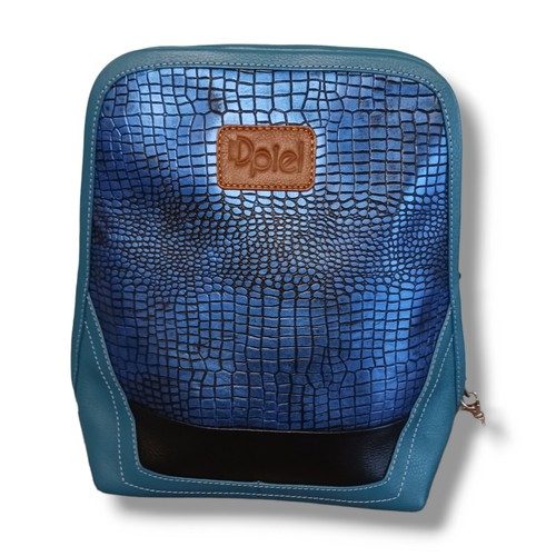 Womens 100% Leather, Backpack Style Handbag, Teal, Blue, Animal Print - Picture 2 of 8