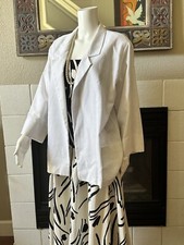 Vtg Joanna White Lightweight Blazer ShoulderPads Pockets Chest 50  , Length 28  