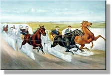 Vintage Horse Race Picture on Stretched Canvas, Wall Art Décor, Ready to Hang!