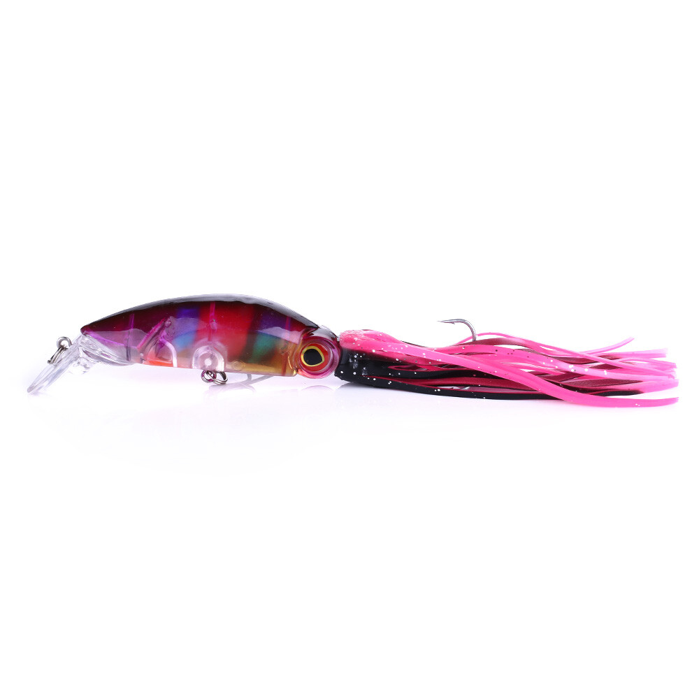 2PCS/Set Fishing Lures Squid Octopus Jig with Skirt Bass Bait Hook