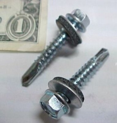 100 Self Drilling Hex Screws, Rubber Washers, Roofing Top Water Seal Tek 1-¼''