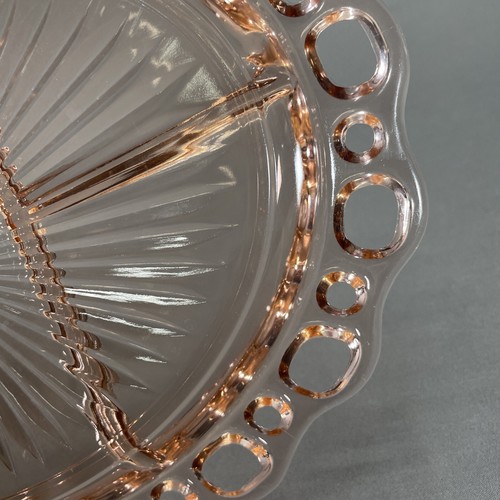 Anchor Hocking Old Colony Lace Edge Pink 5 Part Divided Serving Platter 12 3/4" - Picture 8 of 9