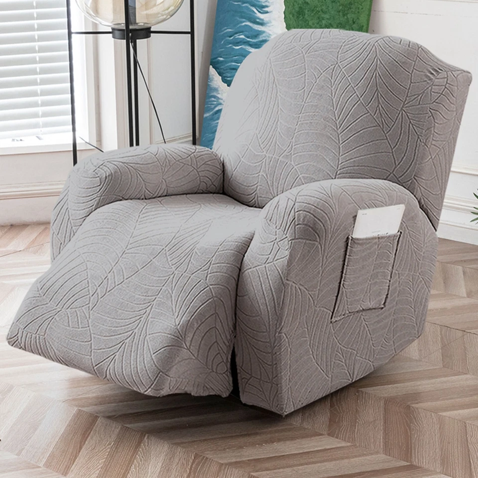 Waterproof leaf jacquard stretch recliner sofa cover, furniture protection - Image 3 of 4