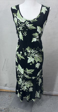Vintage Hilo Hattie Dress Sz L Black Tropical Hawaiian Floral Shift Maxi Travel