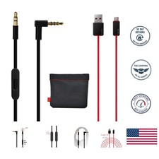 Beats by Dr. Dre AUX Cable Replacement with In-Line MIC Charger - Black