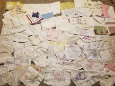 Huge Lot of Vintage Cutter Linens Doilies Tablecloths Crafts Repurpose w/Stains