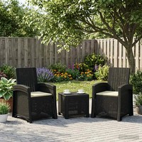Liegesessel Garten Rattanoptik 2Er Set Anthrazit Creme Polypropylen