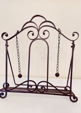 Wrought Iron Cookbook Book Holder Stand Easel 13x14x3" Chain Weights No Rust