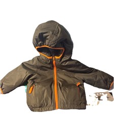 London Fog Reversible Hooded Jacket 18M Olive Drab Orange Water Resistant