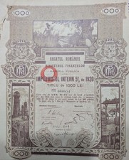 Datoria Publica a Romaniei 1000 LEI 5% 1920