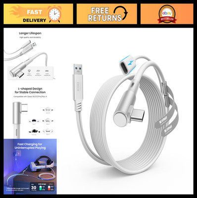 16FT USB 3.0 Link Cable for Meta Quest 3/2/Pro, Pico 4 - Fast Charging, 5Gbps Sp