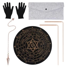 6 Divination Tools Kit Set Include Dowsing Rods Copper Spiritual Dowsing Pendulu