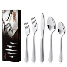 Set Couverts de Table Inox Ménagères 30 Pièces Argent Acier Inoxydable