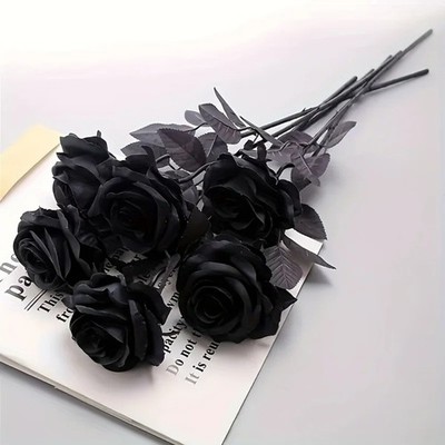 Artificial Silk Flowers, Realistic Roses with Long Stem, for Table Decora...-