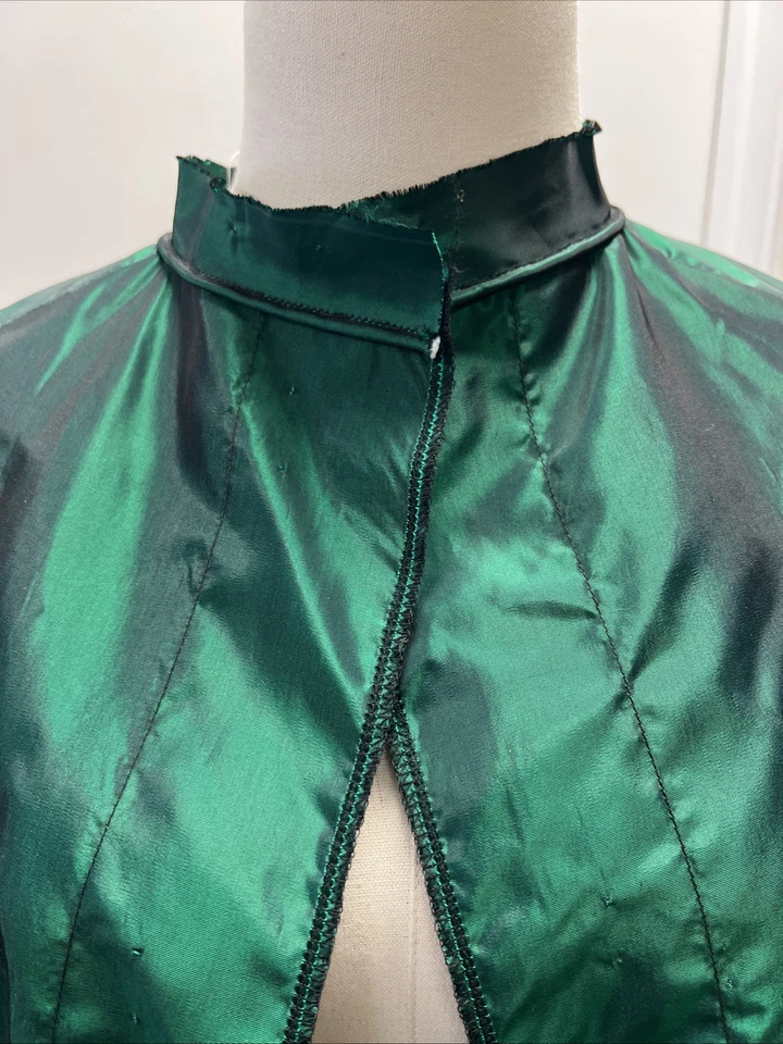 Репродукция 19-го века викторианской гражданской войны незаконченный зеленый шелк платье, SZ Med. - Изображение 3 из 4