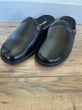 Rohde Black Leather Mule Slip On Sliders Slippers UK Size 7.5 EU 41