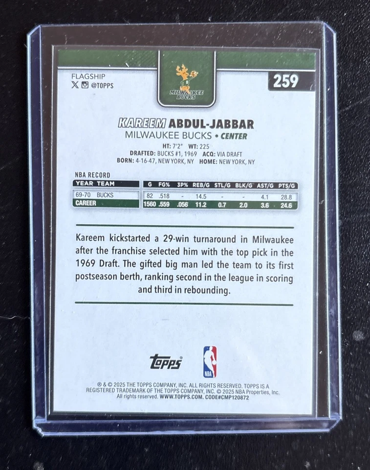 2025 Kareem Abdul-Jabbar 🔥Gold Foil Tipoff 39/50🔥 Rare Short Print 🦌Bucks - Image 4 of 4