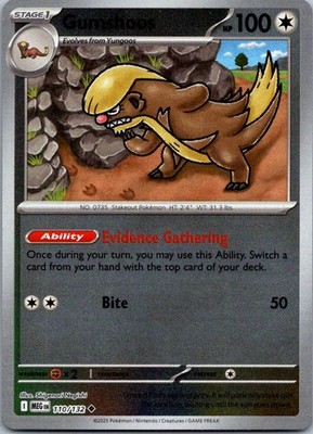 Gumshoos 110/132 Uncommon Mega Evolution Reverse Holo Near Mint