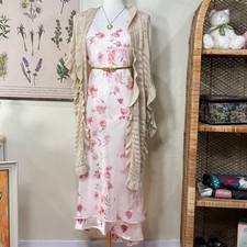 Vintage 90s Pink Floral Dress Romantic Dolly Coquette Garden Party Femme Fairy 6