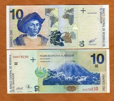 El Salvador, 10 Colones, 1998, P-148b, UNC Columbus, Pre-USD$