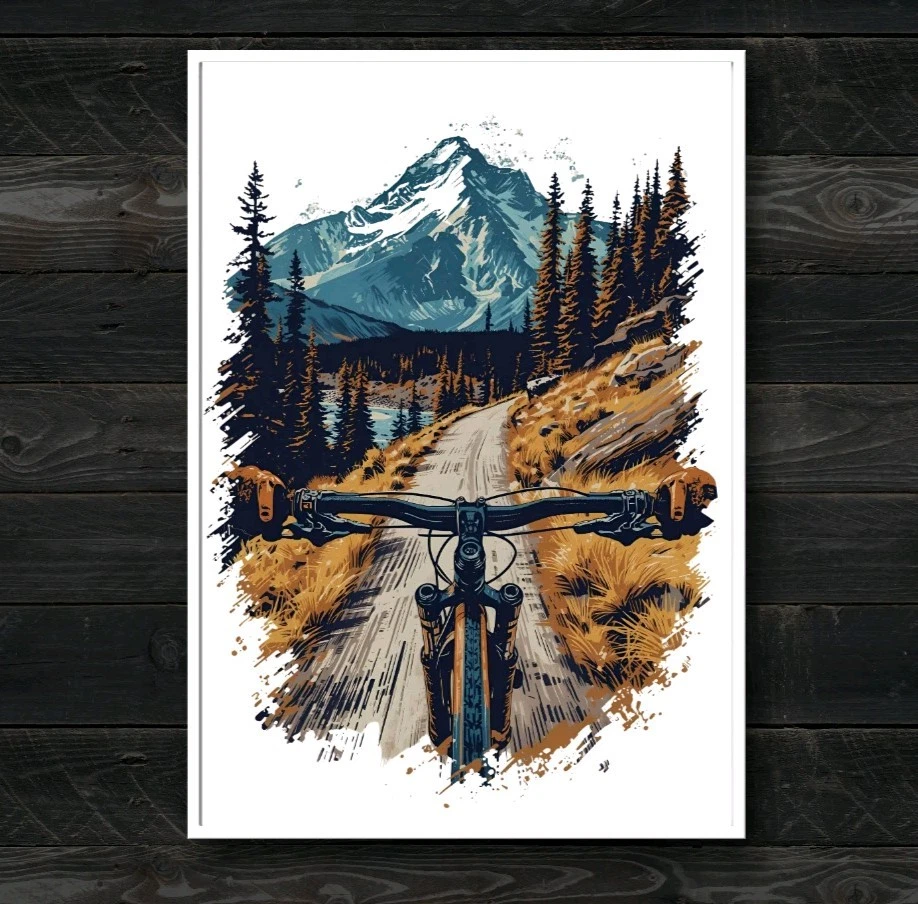 Mountain Bike Wall Art Print – MTB Cycling Poster –Bicycle Artwork Gift for Men - Image 3 of 4