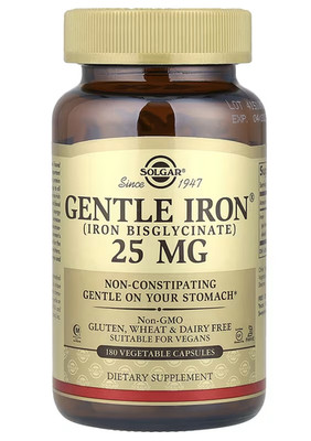 Solgar GENTLE IRON 25mg - 180 Kapseln - EISEN DIGLYCINAT - EISEN CHELAT