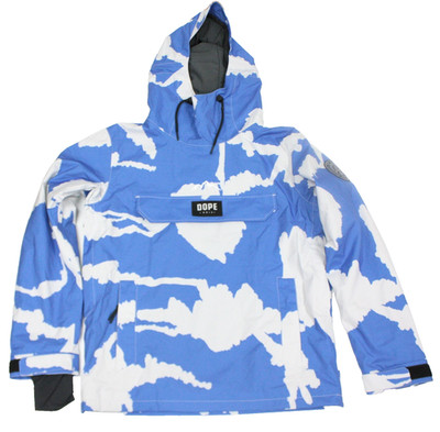 Dope Snow Men's Snowboarding Jacket Blizzard Blue/White Cloud Design Size Medium