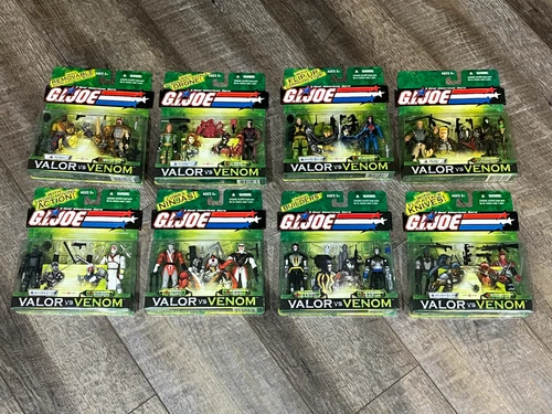 2003-2005 GI JOE VALOR VS VENOM 2 PACK LOT X8 - 16 COMPLETE FIGURES MOC: BATS