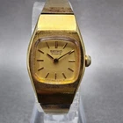Seiko Watch Women 17mm Gold Dial Gold Tone Round 5420-5039 New Battery