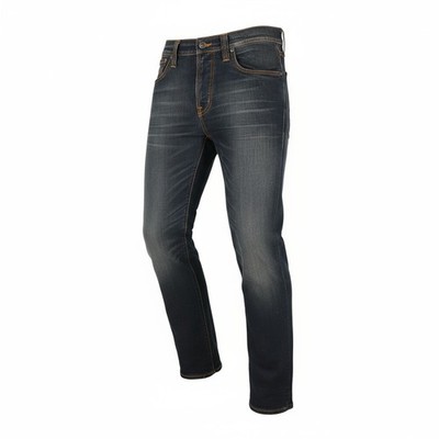 NUDIE Jeans Thin Finn Men's Jeans W32/L32 Grey Authent Dark Wash Zip Logo