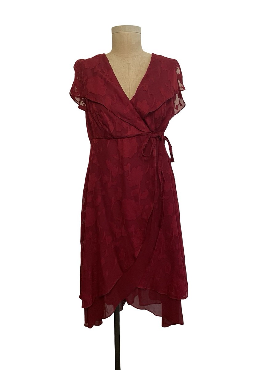 burgundy chiffon wrap dress Burgundy High-Low Gown - Wrap Maxi Dress - Bridesmaid Dress