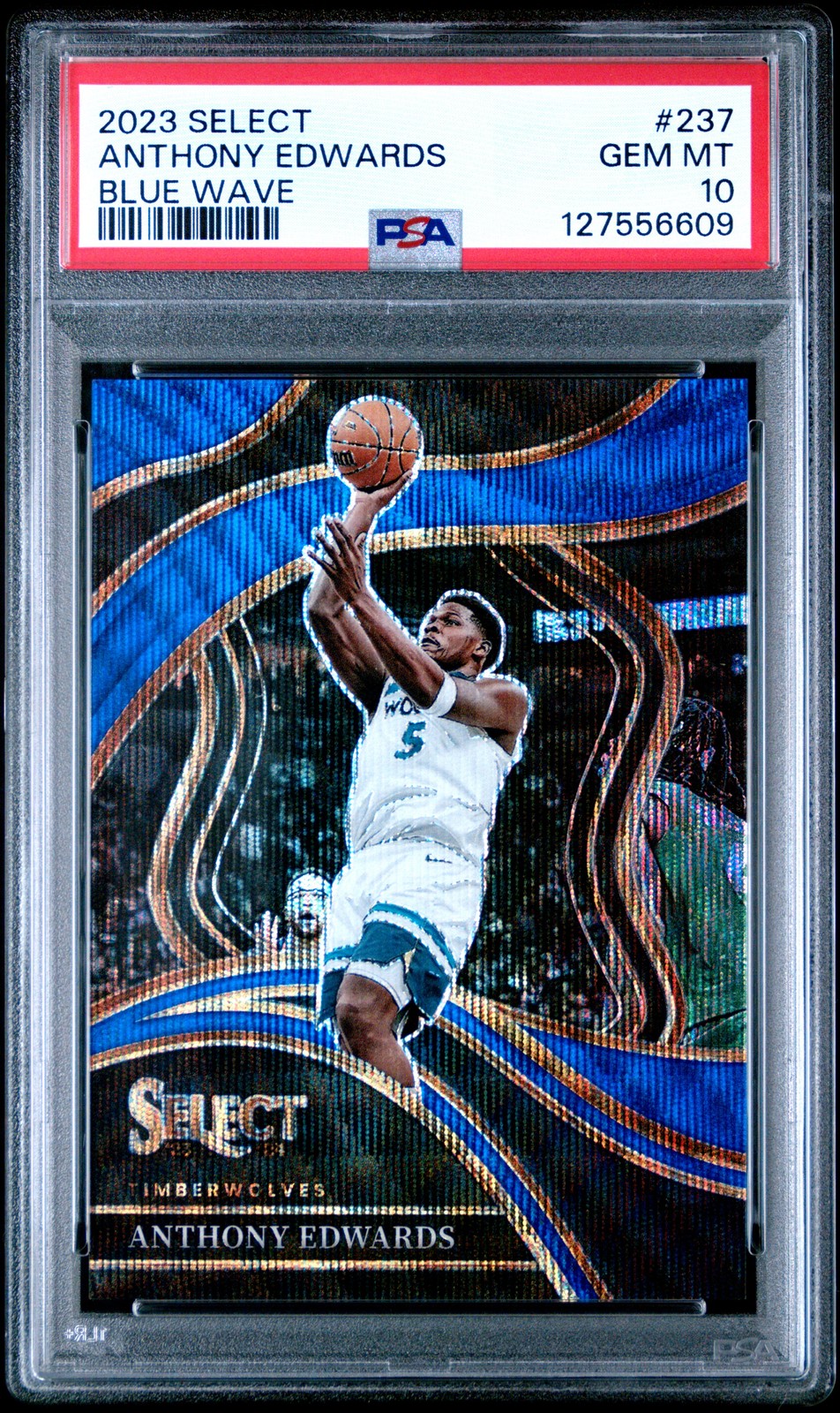 2023 Panini Select #237 Anthony Edwards Blue Wave PSA 10 #/75