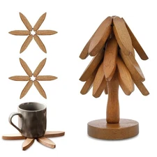 Wooden Trivets for Hot Dishes, Tree Shape Trivet Set, Walnut Tree Table Mat, ...