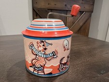 Vintage Tin Lithograph Crank Music Box Circus Parade, Made In Western Germany 
