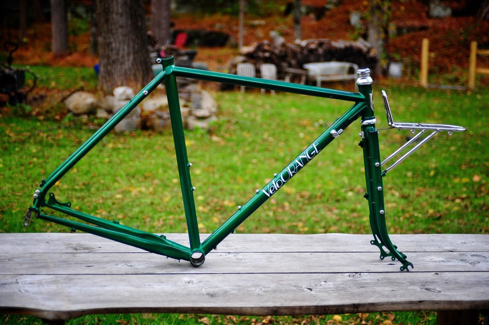 Velo Orange Polyvalent 51cm RARE QUILL Stem - metallic green w/ Front Rack NICE!