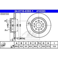 ATE 2X Bremsscheibe Hinten Ø264 Mm Voll FüR Fiat Tipo SchräGheck 356_ 1.4 1.6 D