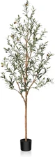 Artificial Olive Tree, 6FT Tall Fake Silk Plants with Natural Wood Trunk Faux Po