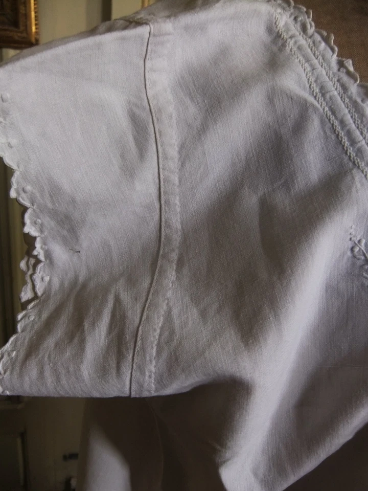 Chemise de nuit manches courtes en lin début XXème - Photo 4/4