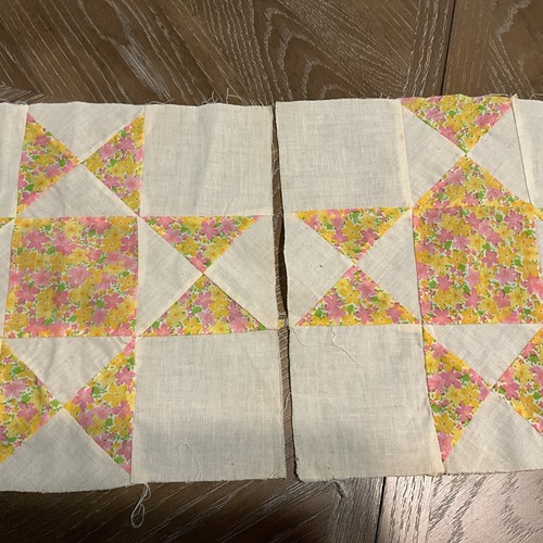 16 Vintage Hourglass Pattern Quilt Blocks Cotton Multicolor 12”x12”